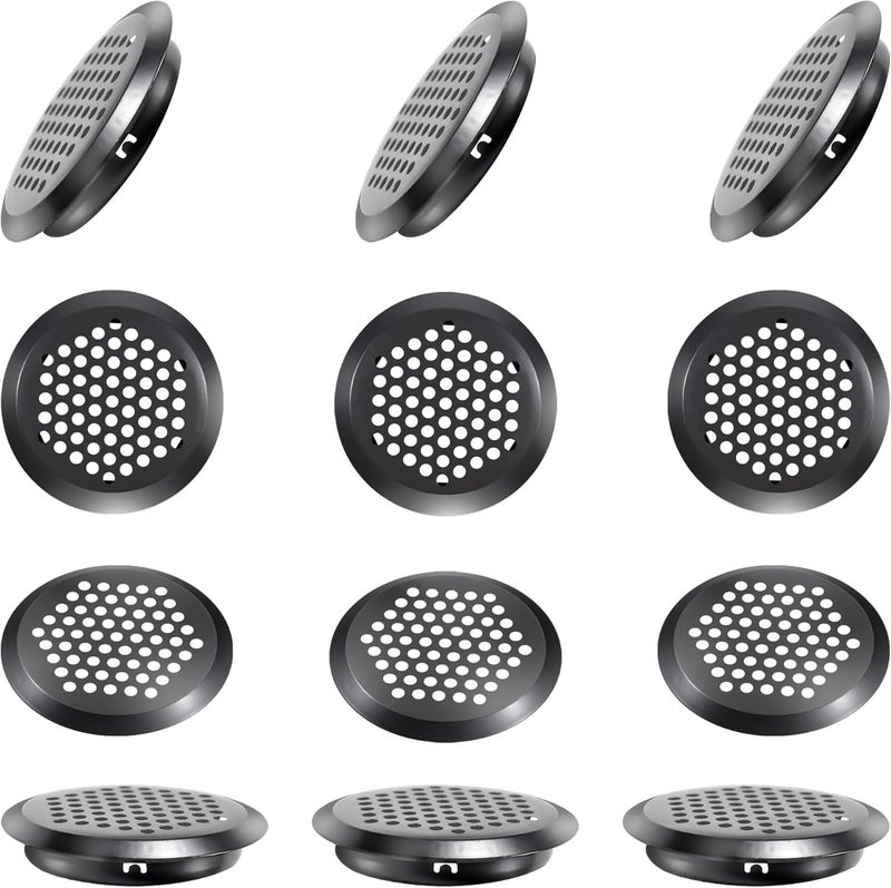 YEUIKERR 50 Pcs Round Soffit Vents 2 inch/53 mm Circular Air Vents Stainless Steel Circular Soffit Vents Mesh Hole Louver for Wardrobe Cabinet Shoe Cabinets Kitchen (Black) - Image 1